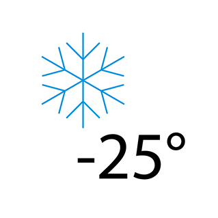 Guaranteed operation down to -25°C